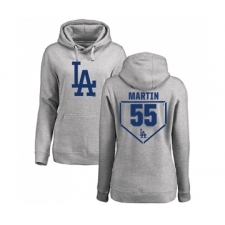 Baseball Women's Los Angeles Dodgers #55 Russell Martin Gray RBI Pullover Hoodie
