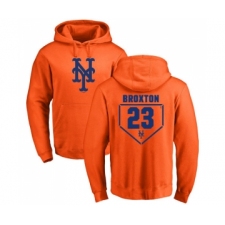 Baseball New York Mets #23 Keon Broxton Orange RBI Pullover Hoodie