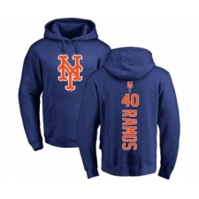 Baseball New York Mets #40 Wilson Ramos Royal Blue Backer Pullover Hoodie