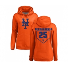 Baseball Women's New York Mets #25 Adeiny Hechavarria Orange RBI Pullover Hoodie