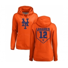 MLB Women's Nike New York Mets #12 Juan Lagares Orange RBI Pullover Hoodie