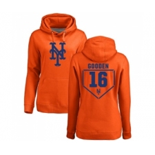 MLB Women's Nike New York Mets #16 Dwight Gooden Orange RBI Pullover Hoodie