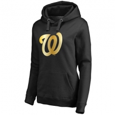 MLB Washington Nationals Women's Gold Collection Pullover Hoodie - Black
