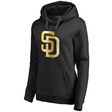MLB San Diego Padres Women's Gold Collection Pullover Hoodie - Black