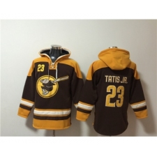 Men's San Diego Padres #23 Fernando Tatis Jr. Brown Gold Ageless Must-Have Lace-Up Pullover Hoodie