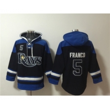 Men's Tampa Bay Rays #5 Wander Franco Black Blue Lace-Up Pullover Hoodie