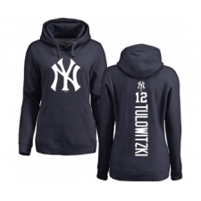 Baseball Women's New York Yankees #12 Troy Tulowitzki Navy Blue Backer Pullover Hoodie