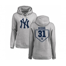 MLB Women's Nike New York Yankees #31 Aaron Hicks Gray RBI Pullover Hoodie