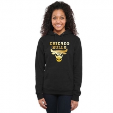 NBA Chicago Bulls Women's Gold Collection Ladies Pullover Hoodie - Black