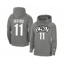 Men's Brooklyn Nets #11 Kyrie Irving 2021 Grey Pullover Basketball Hoodie