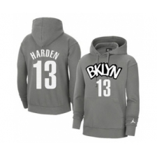 Men's Brooklyn Nets #13 James Harden 2021 Gray Pullover Basketball Hoodie