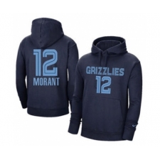 Men's Memphis Grizzlies #12 Ja Morant 2021 Navy Pullover Basketball Hoodie