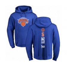 Basketball New York Knicks #5 Dennis Smith Jr. Royal Blue Backer Pullover Hoodie