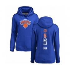 Basketball Women's New York Knicks #5 Dennis Smith Jr. Royal Blue Backer Pullover Hoodie