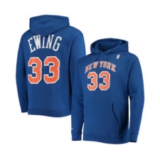 Men's New York Knicks #33 Patrick Ewing 2021 Blue Pullover Basketball Hoodie