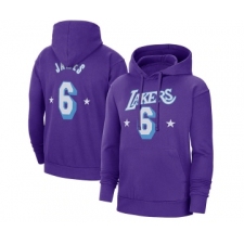 Men's Los Angeles Lakers #6 LeBron James Purple Pullover Hoodie