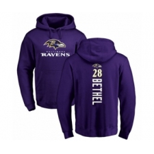 Football Baltimore Ravens #28 Justin Bethel Purple Backer Pullover Hoodie