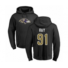 Football Baltimore Ravens #91 Shane Ray Black Name & Number Logo Pullover Hoodie