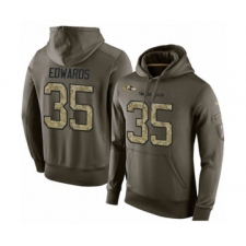 Football Men's Baltimore Ravens #35 Gus Edwards Green Salute To Service Pullover Hoodie