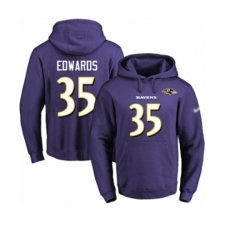 Football Men's Baltimore Ravens #35 Gus Edwards Purple Name & Number Pullover Hoodie