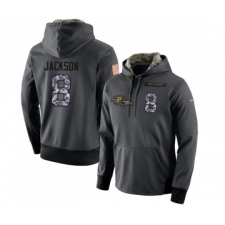 Football Men's Baltimore Ravens #8 Lamar Jackson Stitched Black Anthracite Salute to Service Player Performance Hoodie