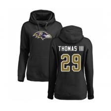 Football Women's Baltimore Ravens #29 Earl Thomas III Black Name & Number Logo Pullover Hoodie