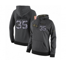 Football Women's Baltimore Ravens #35 Gus Edwards Stitched Black Anthracite Salute to Service Player Performance Hoodie