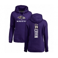 Football Women's Baltimore Ravens #39 Tyler Ervin Purple Backer Pullover Hoodie