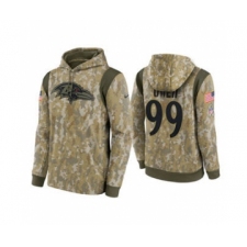 Men's Baltimore Ravens #99 Jayson Oweh Camo 2021 Salute To Service Therma Performance Pullover Football Hoodie