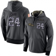 NFL Men's Nike Baltimore Ravens #24 Brandon Carr Stitched Black Anthracite Salute to Service Player Performance Hoodie