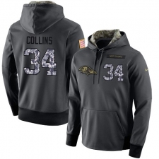 NFL Men's Nike Baltimore Ravens #34 Alex Collins Stitched Black Anthracite Salute to Service Player Performance Hoodie