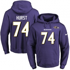 NFL Men's Nike Baltimore Ravens #74 James Hurst Purple Name & Number Pullover Hoodie