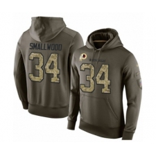 Football Men's Washington Redskins #34 Wendell Smallwood Green Salute To Service Pullover Hoodie