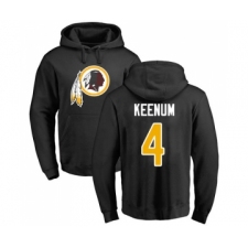 Football Washington Redskins #4 Case Keenum Black Name & Number Logo Pullover Hoodie