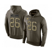 Football Men's New Orleans Saints #26 P.J. Williams Green Salute To Service Pullover Hoodie
