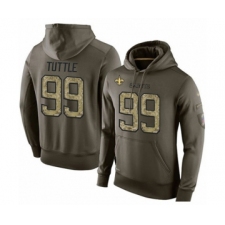 Football Men's New Orleans Saints #99 Shy Tuttle Green Salute To Service Pullover Hoodie