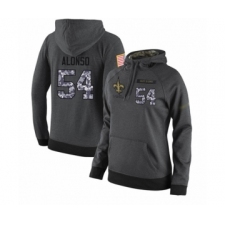 Football Women's New Orleans Saints #54 Kiko Alonso Stitched Black Anthracite Salute to Service Player Performance Hoodie