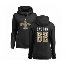 Football Women's New Orleans Saints #62 Nick Easton Black Name & Number Logo Pullover Hoodie
