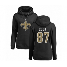 Football Women's New Orleans Saints #87 Jared Cook Black Name & Number Logo Pullover Hoodie