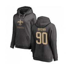 Football Women's New Orleans Saints #90 Malcom Brown Ash One Color Pullover Hoodie