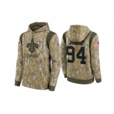 Men's New Orleans Saints #94 Cameron Jordan Camo 2021 Salute To Service Therma Performance Pullover Football Hoodie