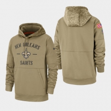 Men's New Orleans Saints Tan 2019 Salute to Service Sideline Therma Pullover Hoodie