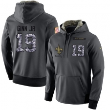 NFL Men's Nike New Orleans Saints #19 Ted Ginn Jr Stitched Black Anthracite Salute to Service Player Performance Hoodie