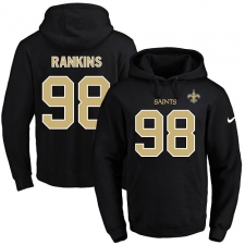 NFL Men's Nike New Orleans Saints #98 Sheldon Rankins Black Name & Number Pullover Hoodie