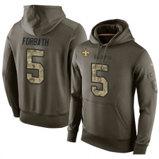 NFL Nike New Orleans Saints #5 Kai Forbath Green Salute To Service Men's Pullover Hoodie
