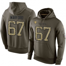 NFL Nike New Orleans Saints #67 Larry Warford Green Salute To Service Men's Pullover Hoodie