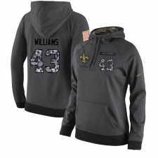 NFL Women's Nike New Orleans Saints #43 Marcus Williams Stitched Black Anthracite Salute to Service Player Performance Hoodie
