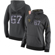 NFL Women's Nike New Orleans Saints #67 Larry Warford Stitched Black Anthracite Salute to Service Player Performance Hoodie