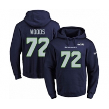 Football Men's Seattle Seahawks #72 Al Woods Navy Blue Name & Number Pullover Hoodie