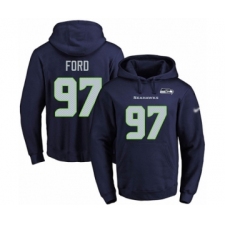 Football Men's Seattle Seahawks #97 Poona Ford Navy Blue Name & Number Pullover Hoodie